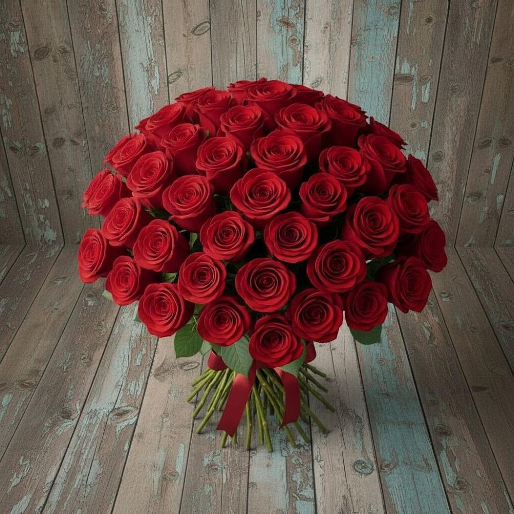 Букет 55 Красных роз Фридом в Леонтьево