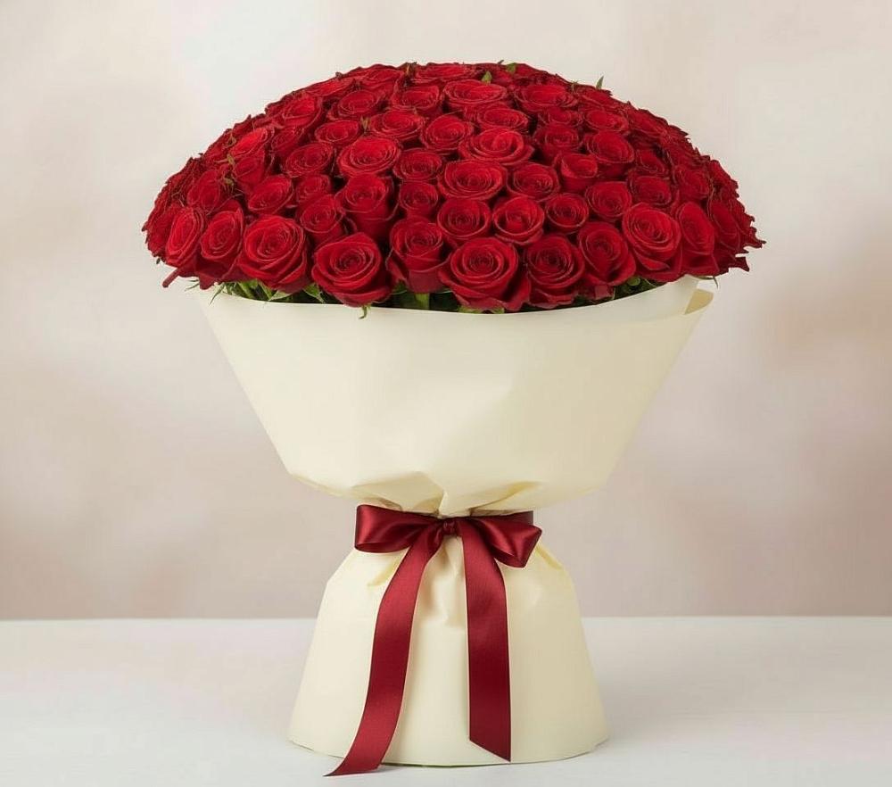 Букет 101 Красная роза Милано в Леонтьево