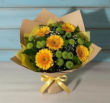 Букет цветов из:  Герберы и Хризантемы в Леонтьево