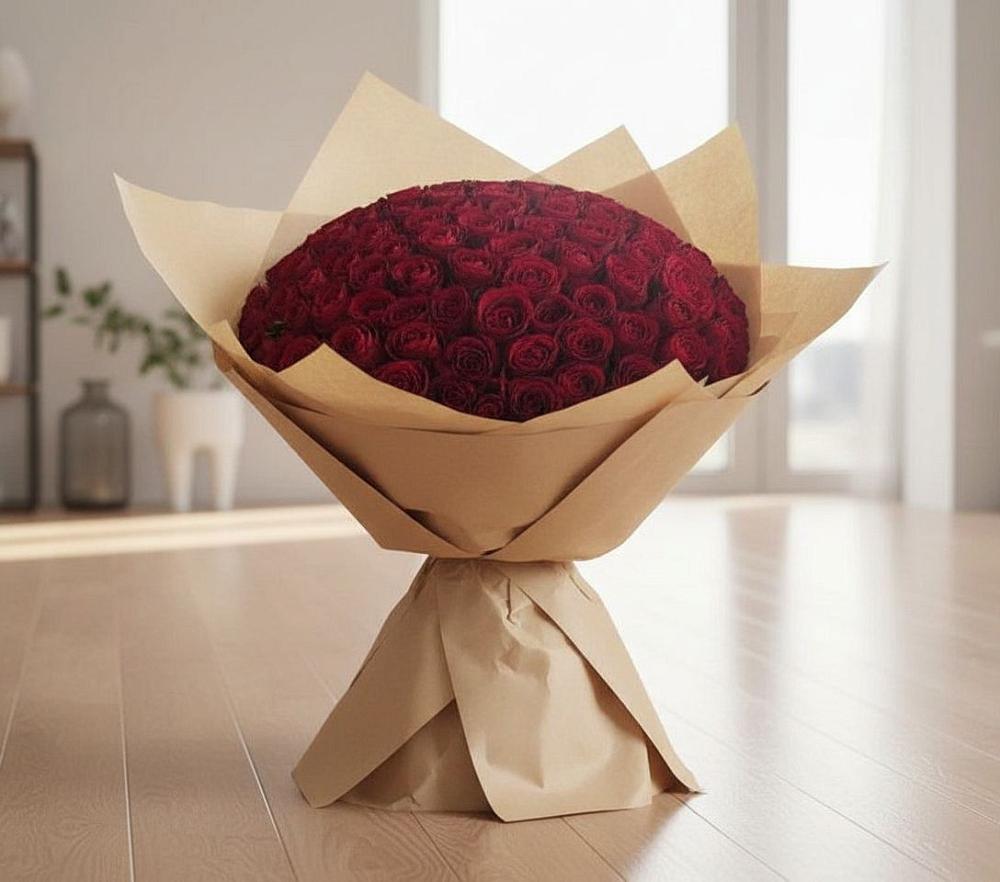 Букет 101 Красная роза в Леонтьево