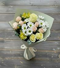 Букет цветов из:  Альстромерии, Розы и Хризантемы в Леонтьево