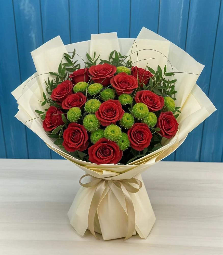 Букет цветов из: Розы и Хризантемы в Леонтьево